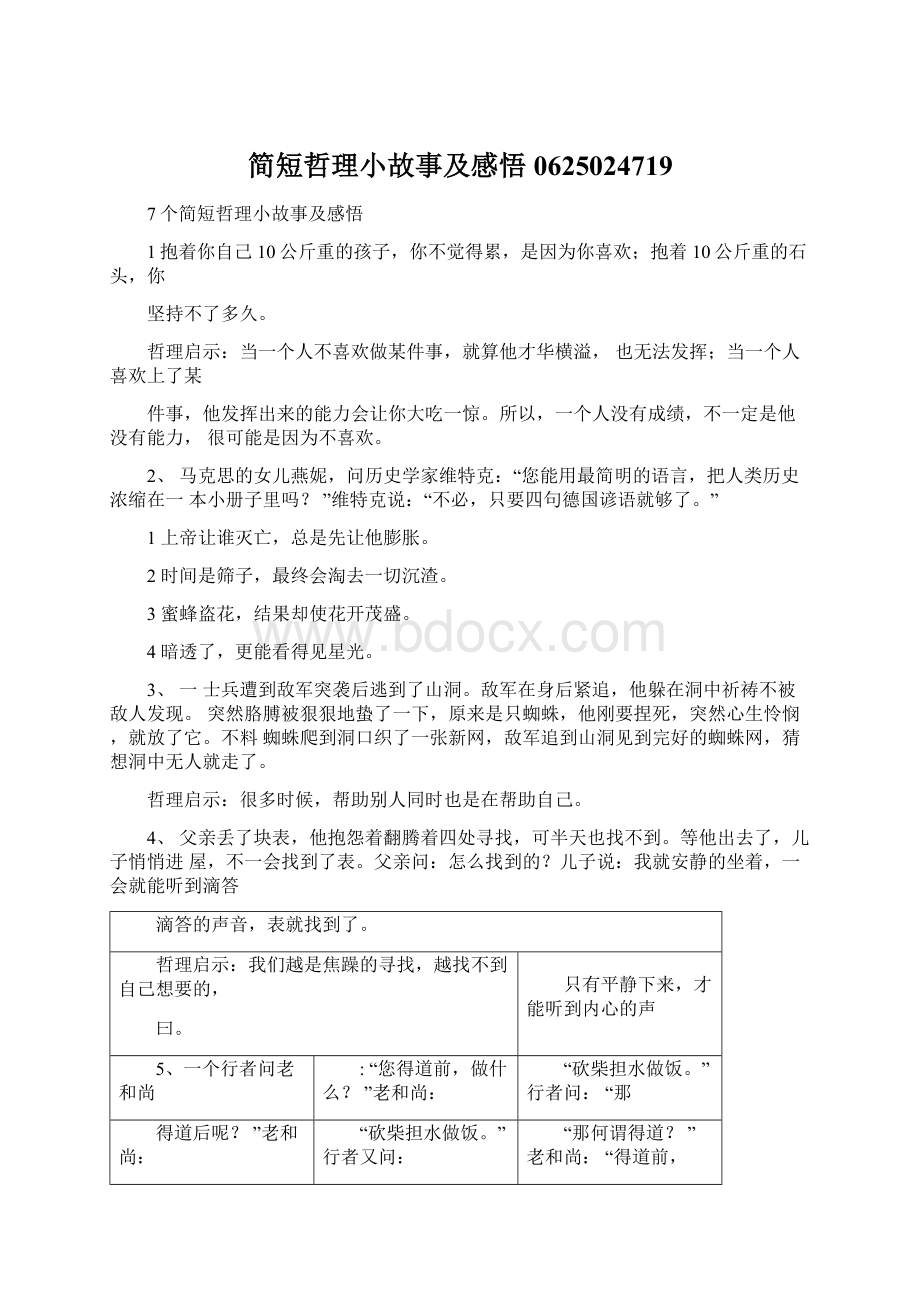 简短哲理小故事及感悟0625024719Word文档格式.docx