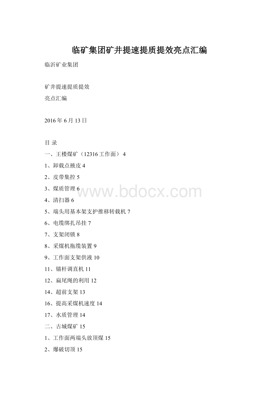 临矿集团矿井提速提质提效亮点汇编Word文件下载.docx