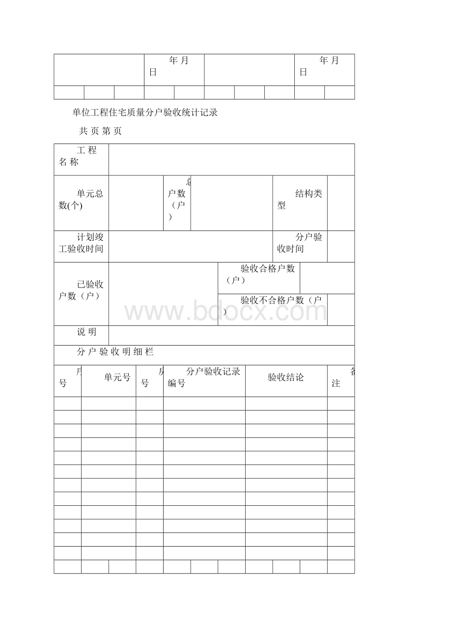 单位工程住宅质量分户验收汇总记录Word格式.docx_第2页