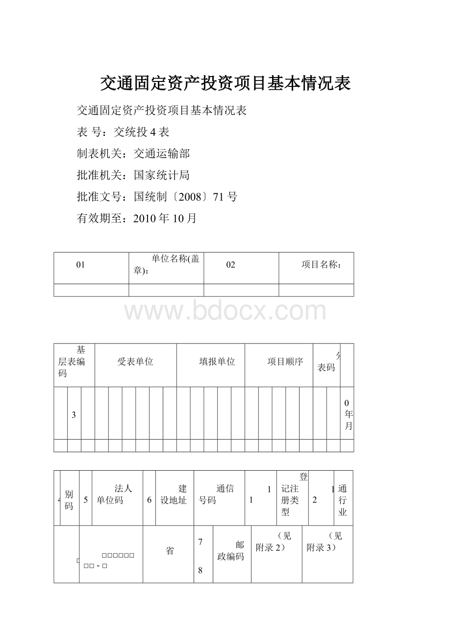 交通固定资产投资项目基本情况表Word下载.docx_第1页