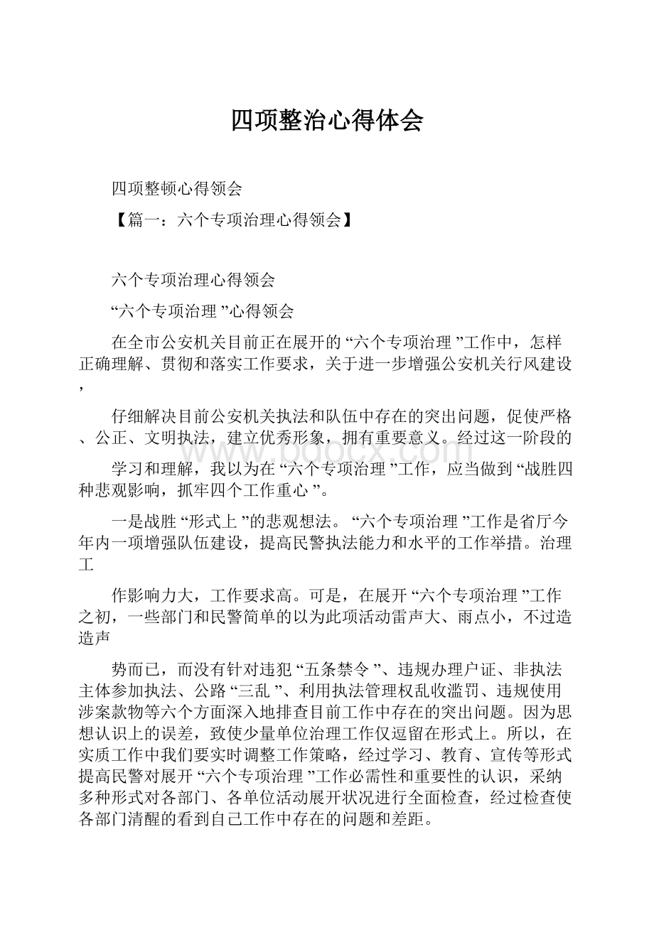 四项整治心得体会.docx