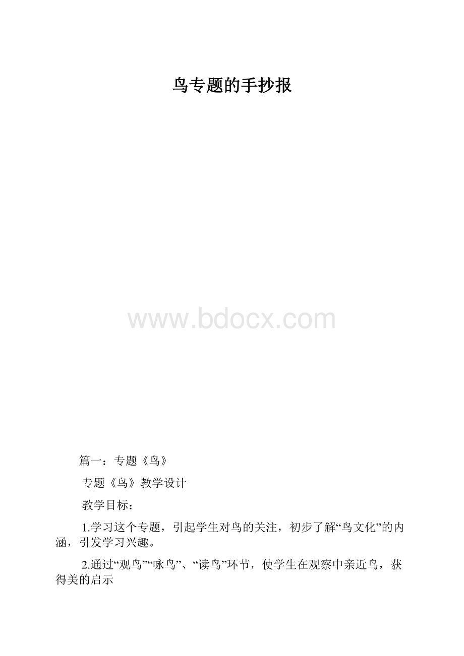 鸟专题的手抄报Word格式文档下载.docx