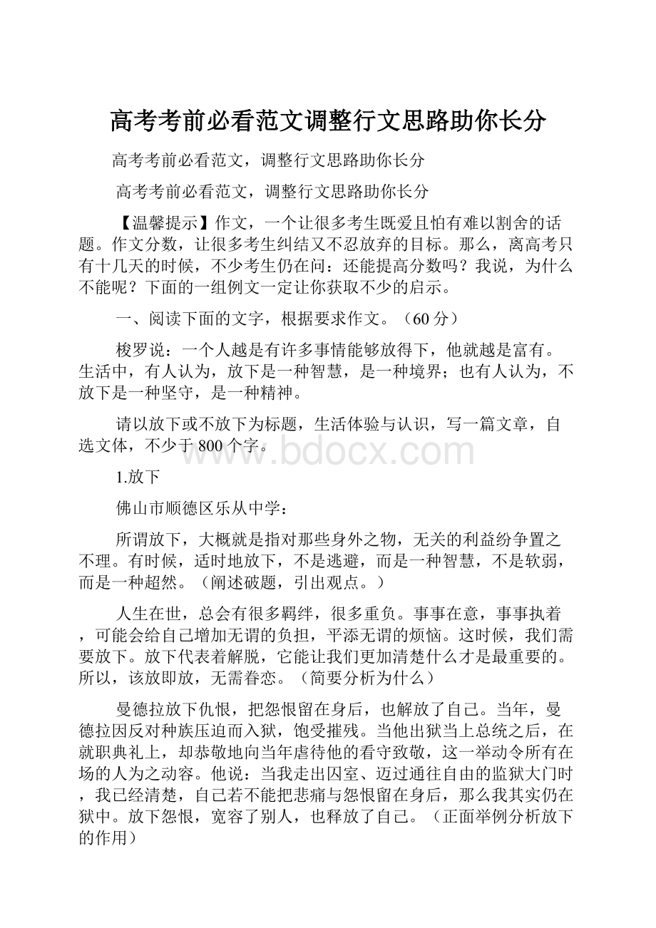 高考考前必看范文调整行文思路助你长分.docx_第1页