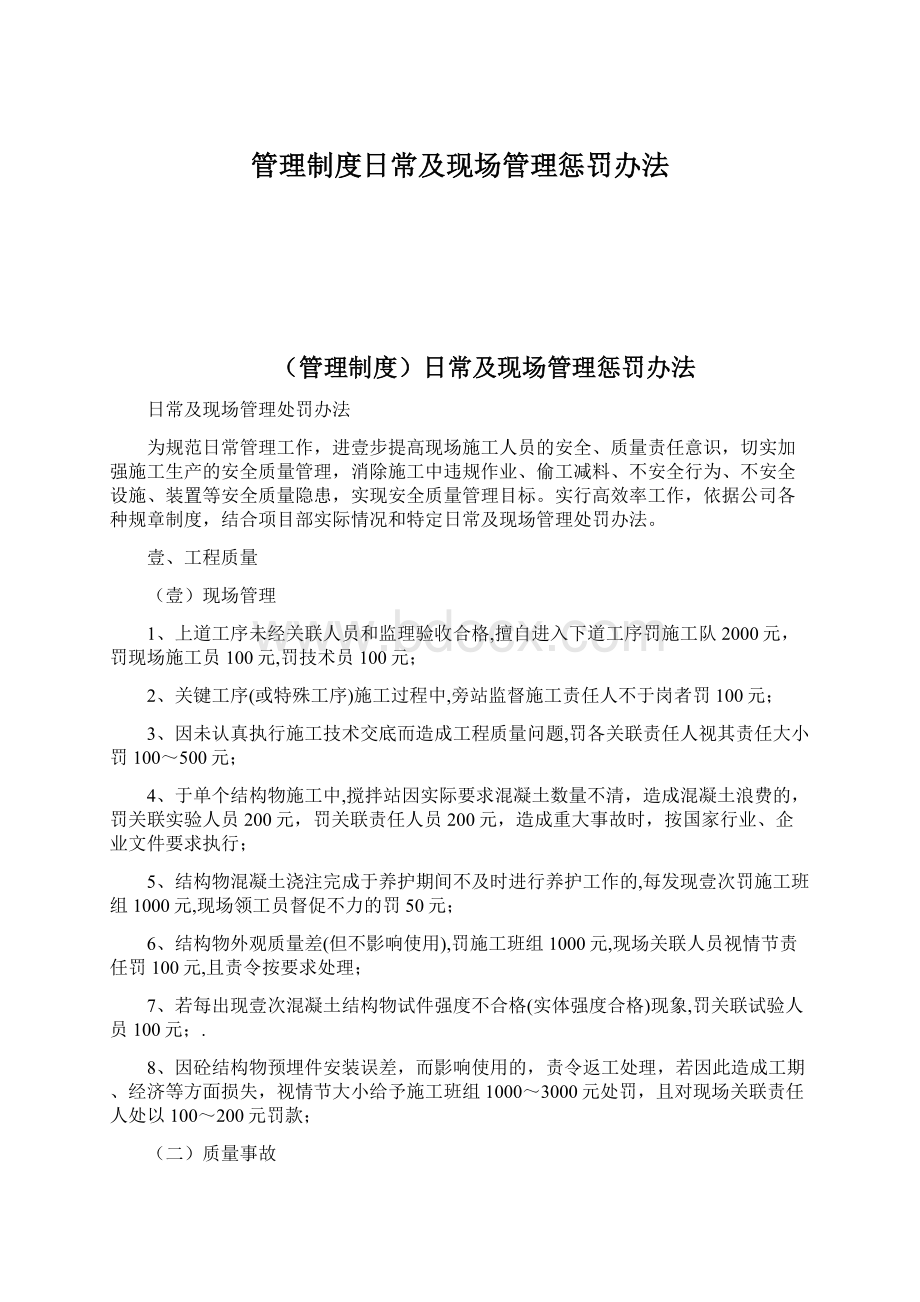 管理制度日常及现场管理惩罚办法.docx