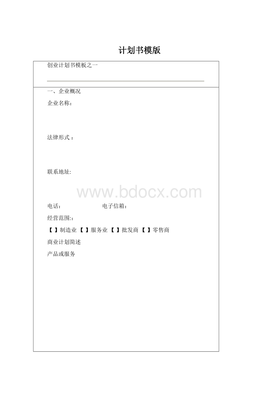 计划书模版Word格式文档下载.docx