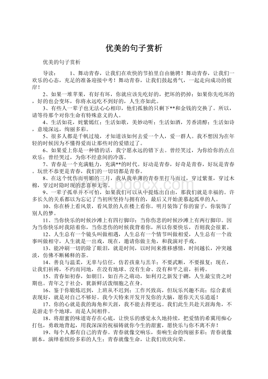 优美的句子赏析Word文件下载.docx