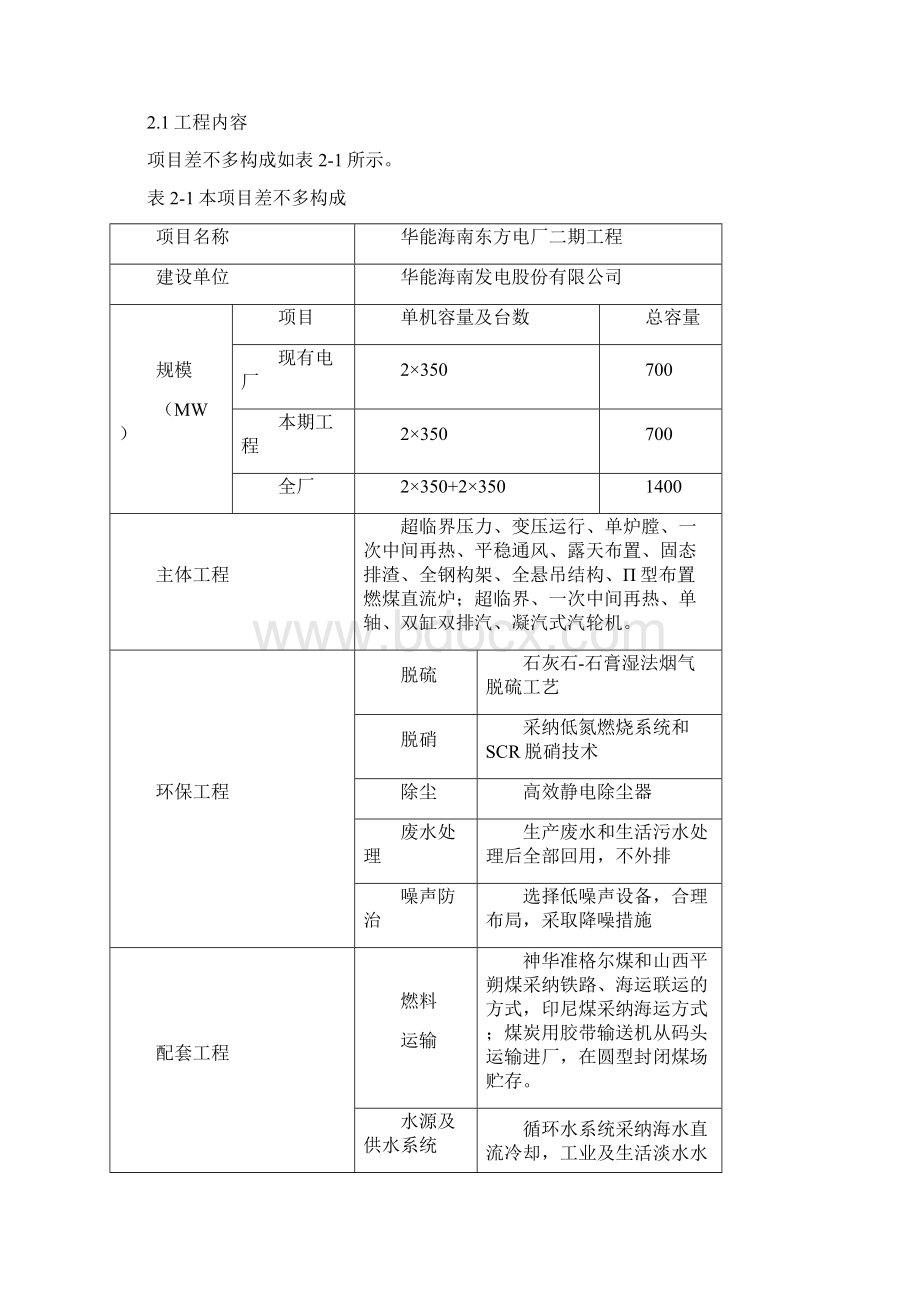 华能海南东方电厂二期工程Word格式文档下载.docx_第2页