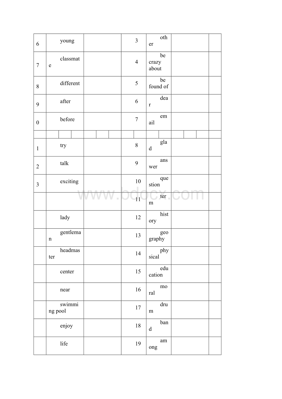 北京版七年级课本英语单词表初一上英译汉Word文件下载.docx_第2页