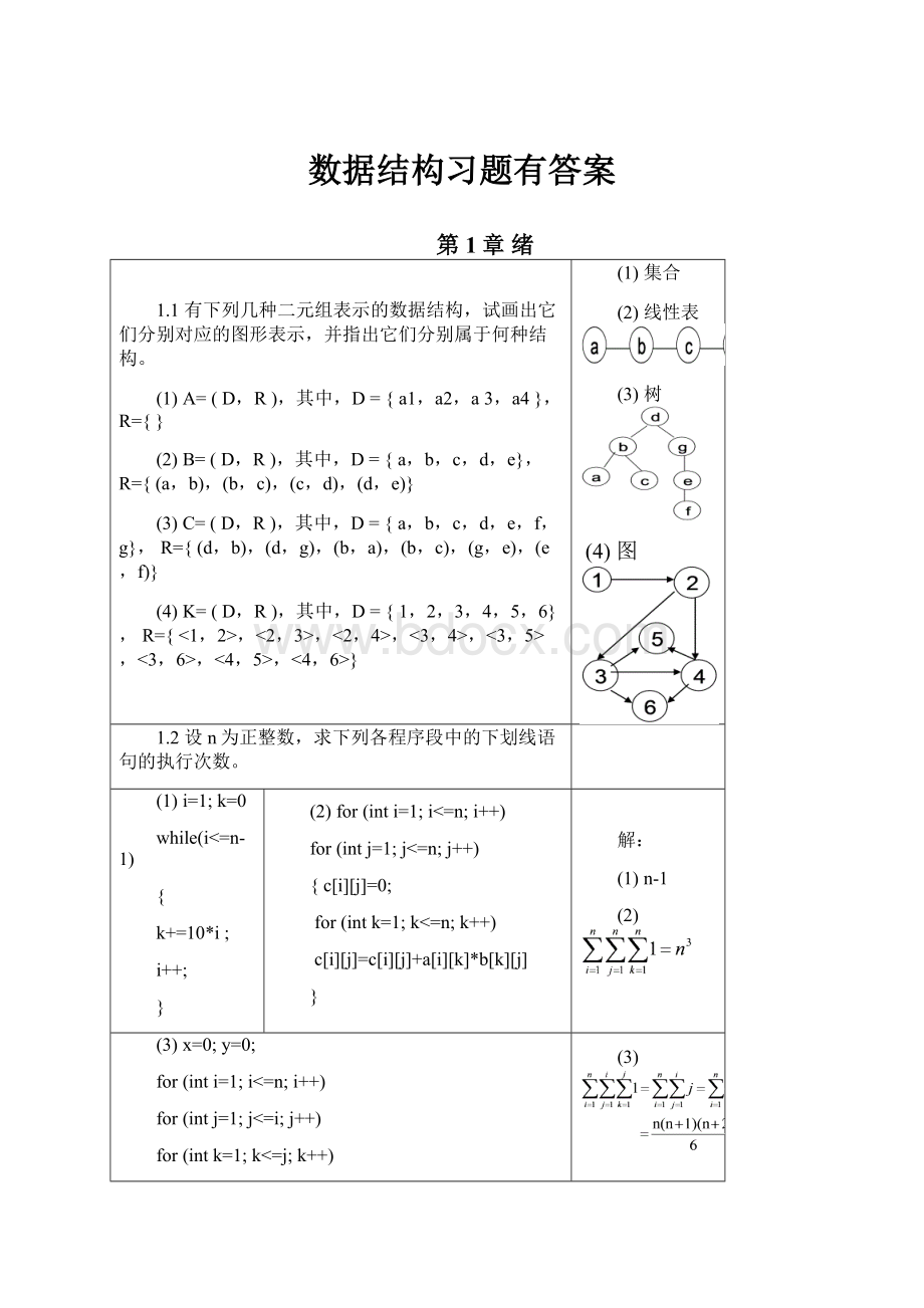 数据结构习题有答案Word格式文档下载.docx