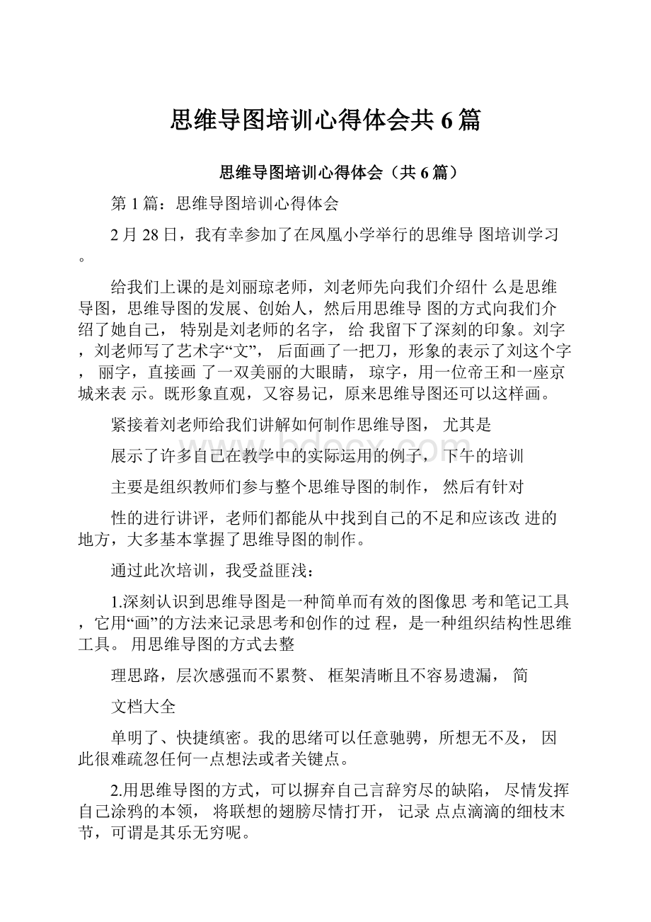 思维导图培训心得体会共6篇.docx_第1页