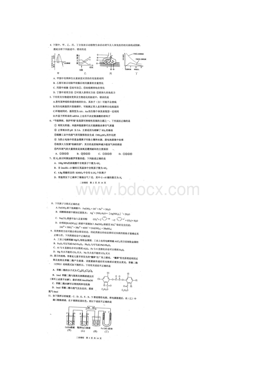 四川省眉山市高中届高三二诊理综扫描版.docx_第2页