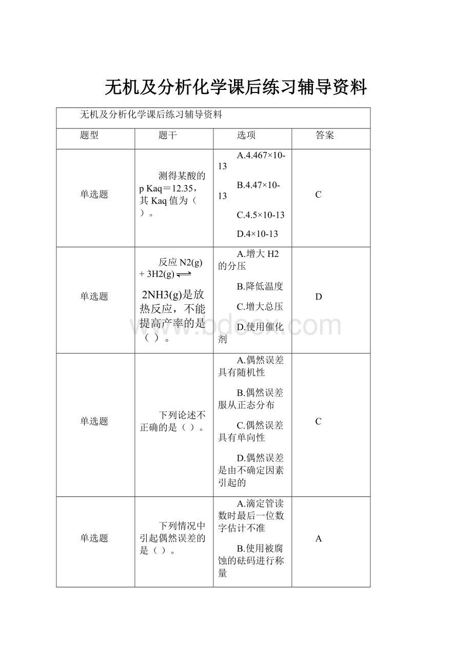 无机及分析化学课后练习辅导资料Word文档格式.docx_第1页