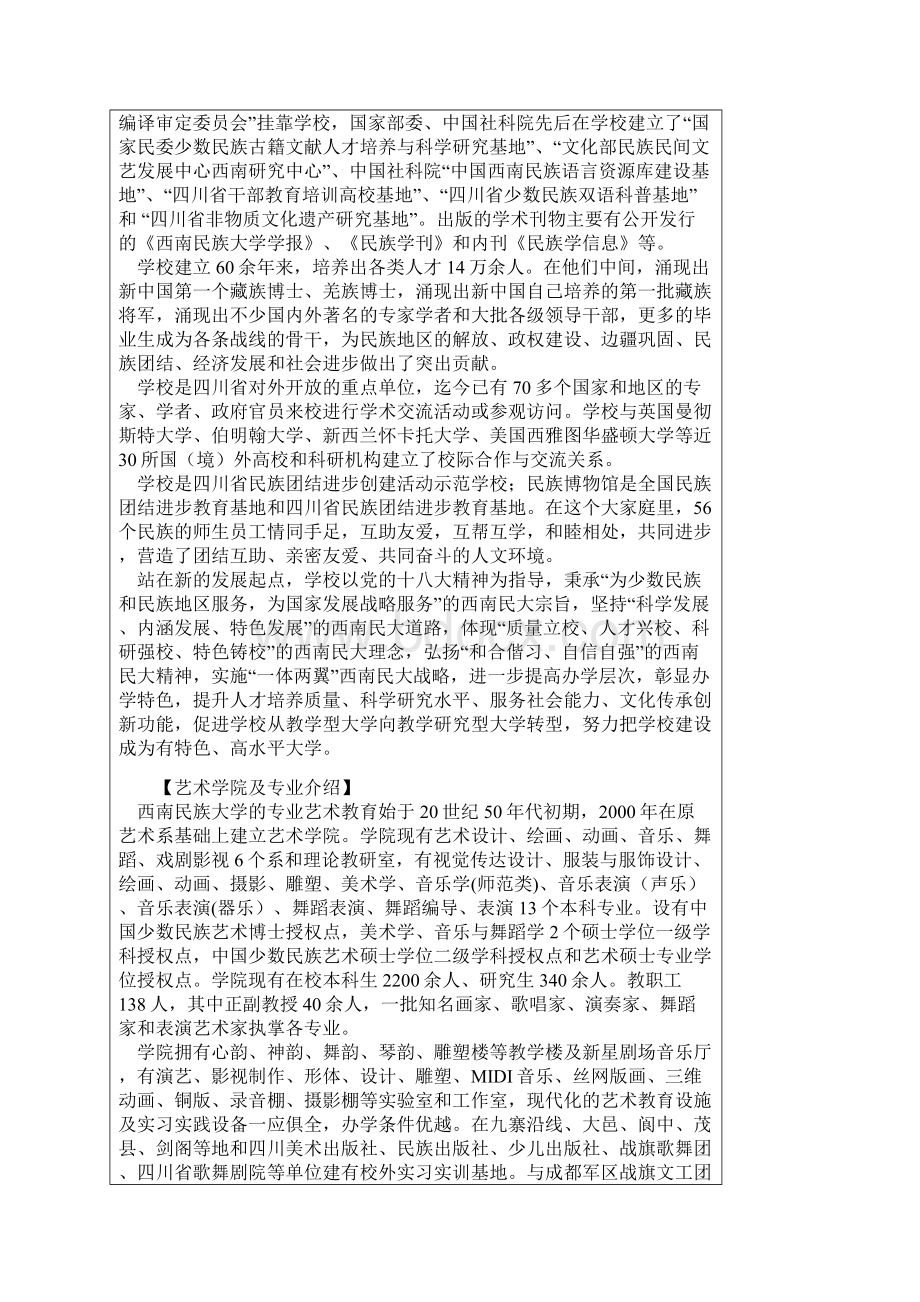 西南民族大学艺术类招生简章Word格式文档下载.docx_第2页