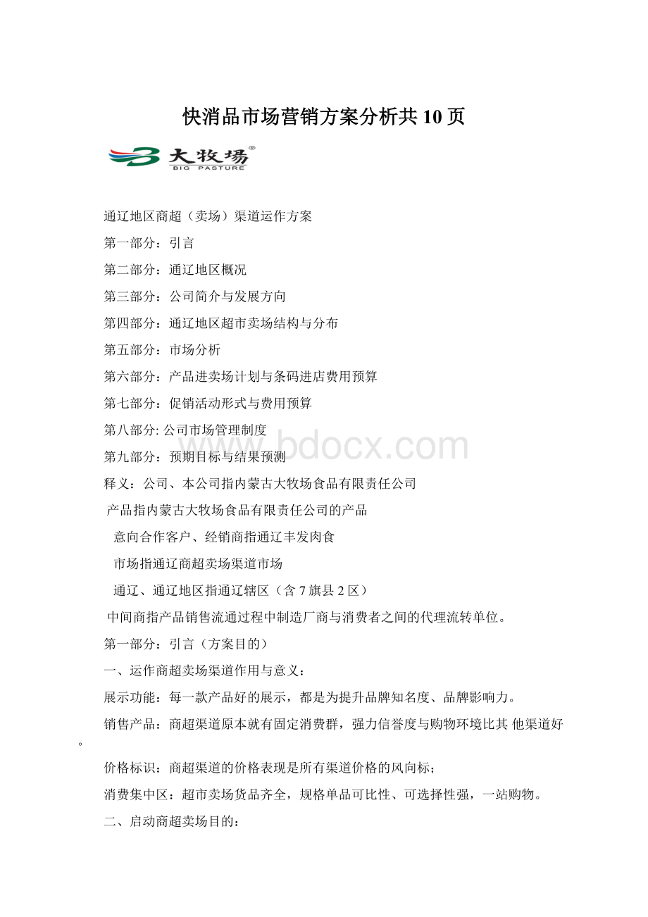 快消品市场营销方案分析共10页.docx