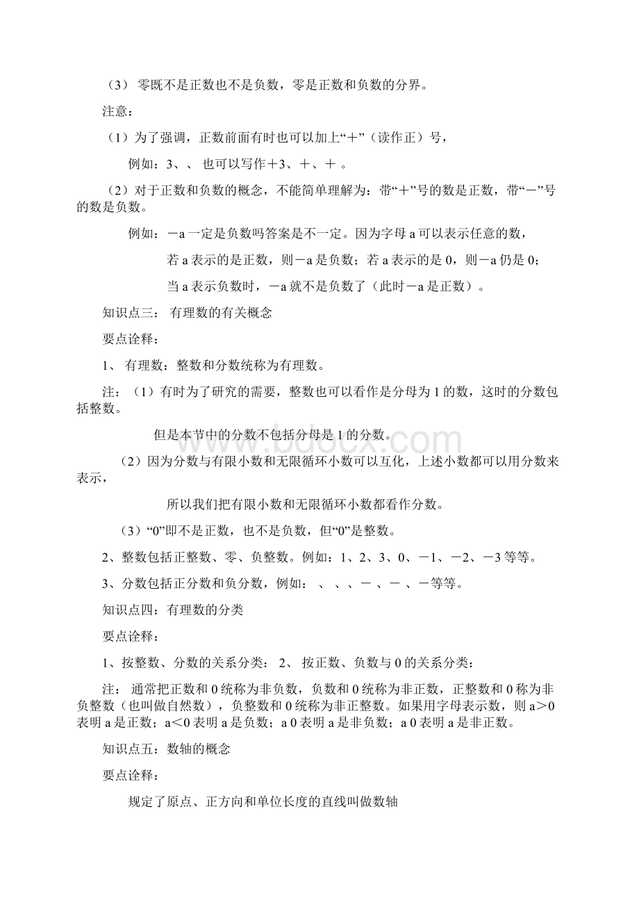 有理数的概念知识点归纳及练习题Word文件下载.docx_第2页