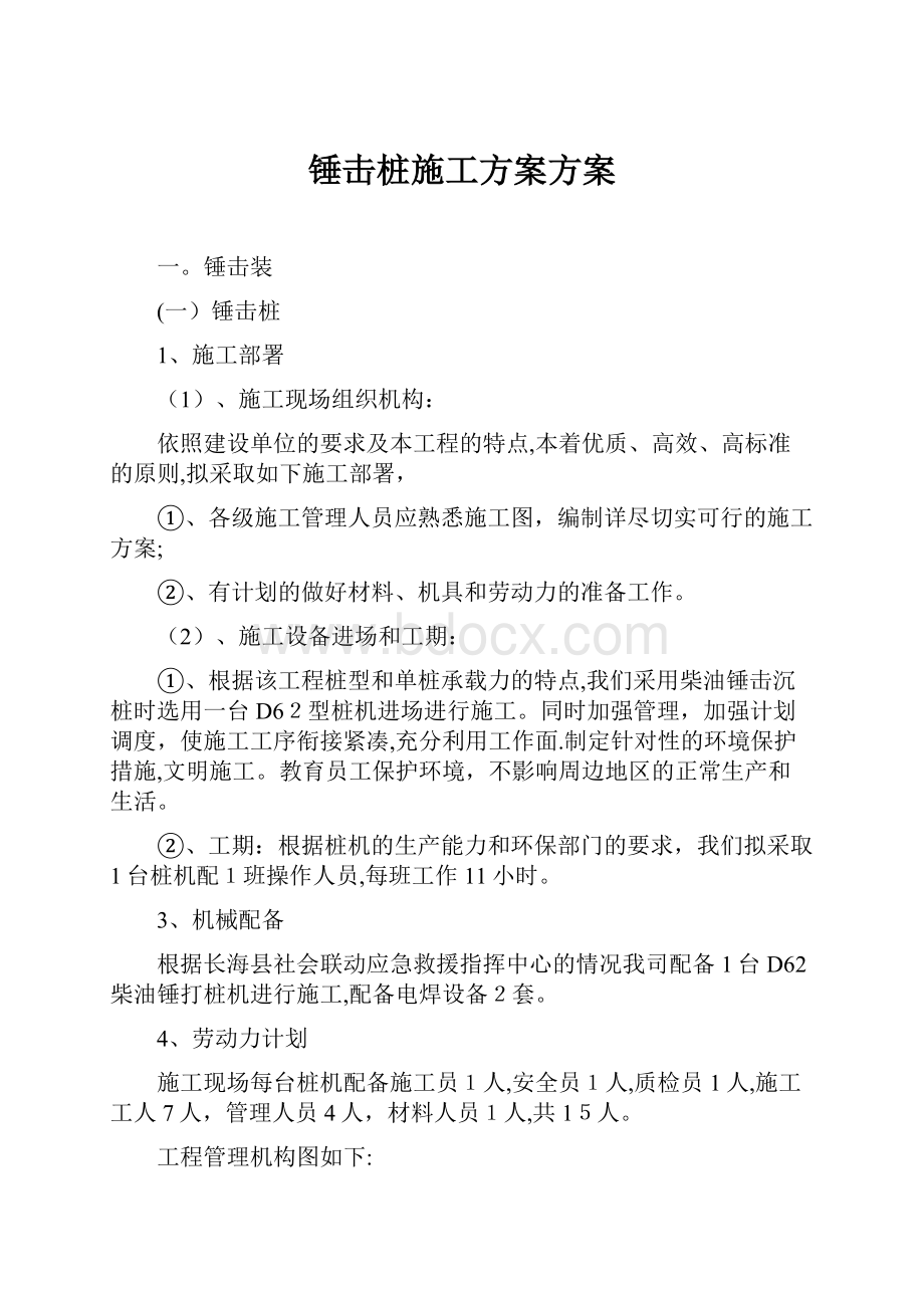 锤击桩施工方案方案.docx