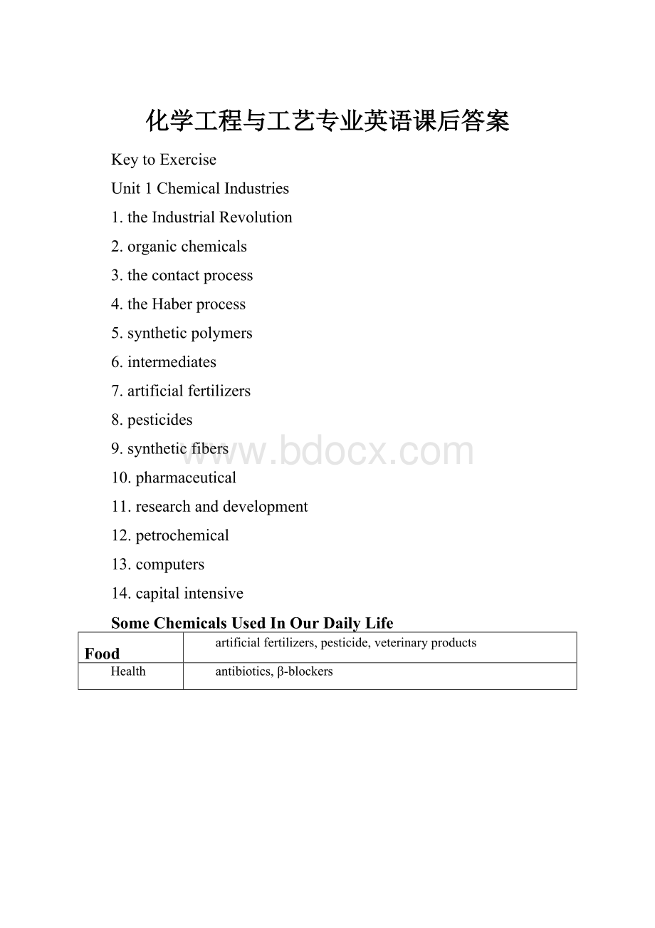化学工程与工艺专业英语课后答案Word文件下载.docx_第1页