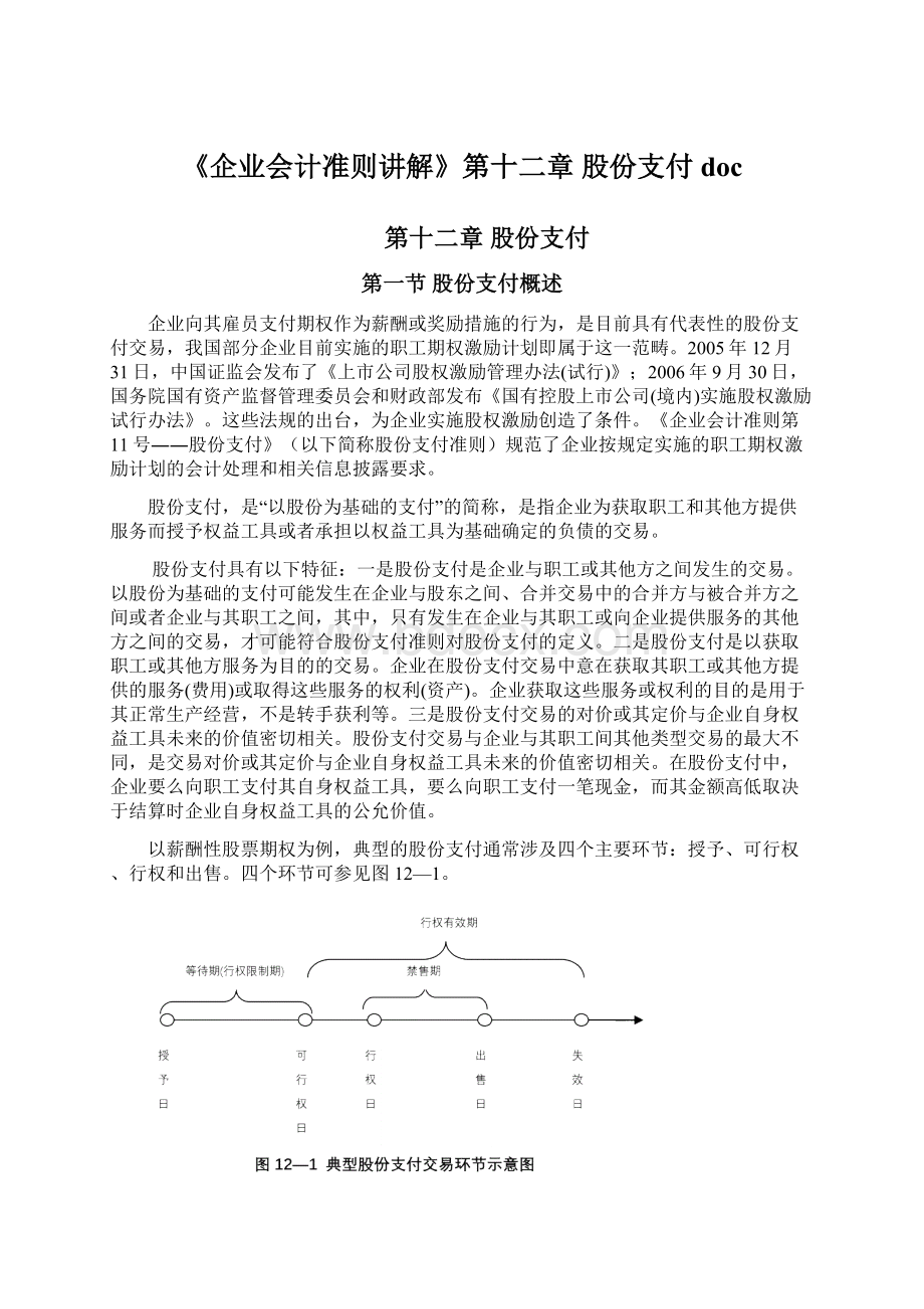 《企业会计准则讲解》第十二章 股份支付doc.docx_第1页