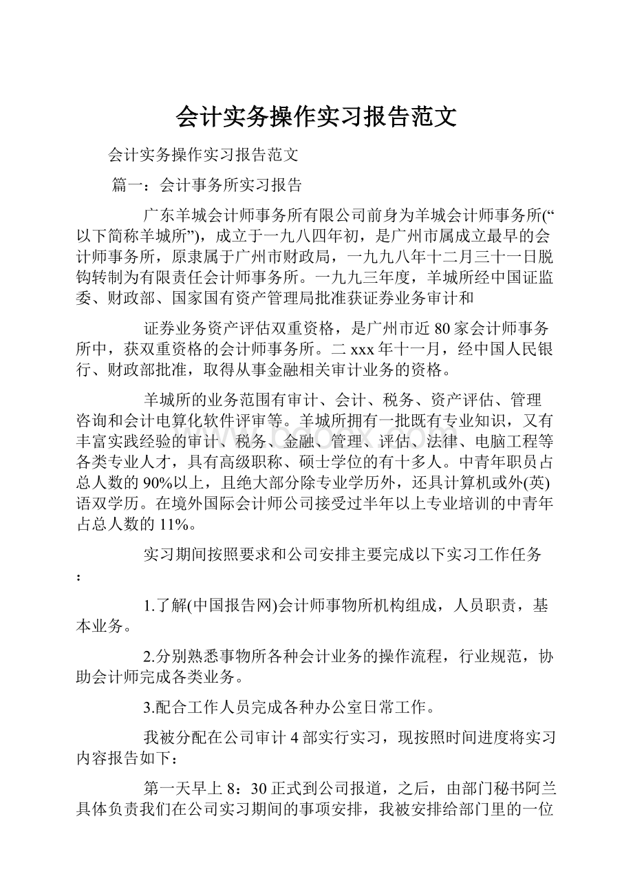 会计实务操作实习报告范文Word格式文档下载.docx