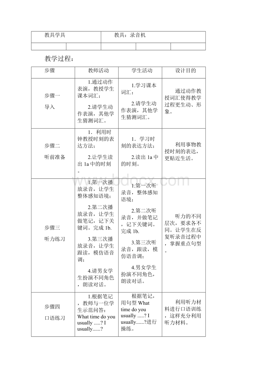 人教版初中英语七年级英语下册Unit2Whattimedoyougotoschool全单元精品教案.docx_第3页