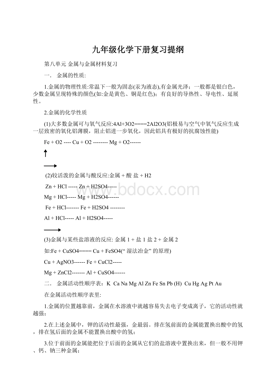 九年级化学下册复习提纲.docx_第1页