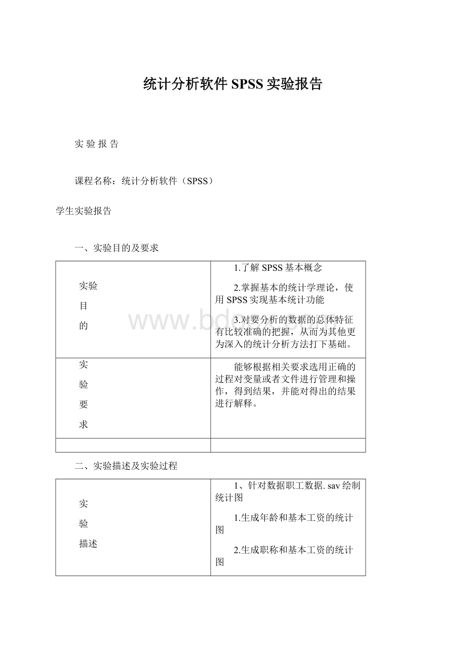 统计分析软件SPSS实验报告.docx_第1页