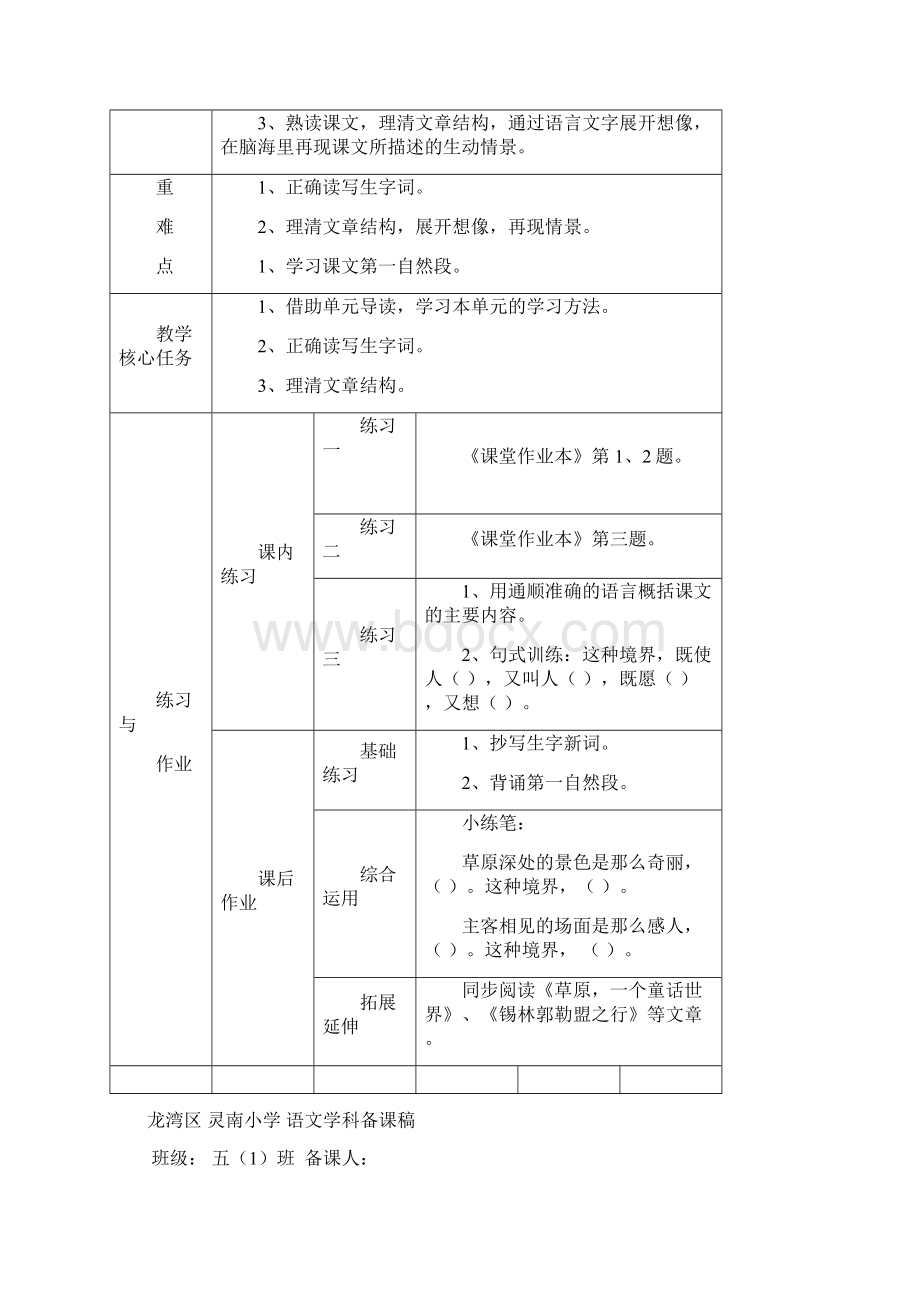 五下语文第一单元备课模板Word文件下载.docx_第3页