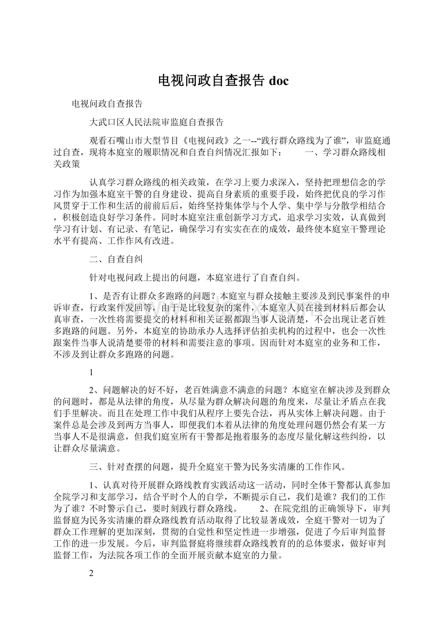 电视问政自查报告docWord下载.docx