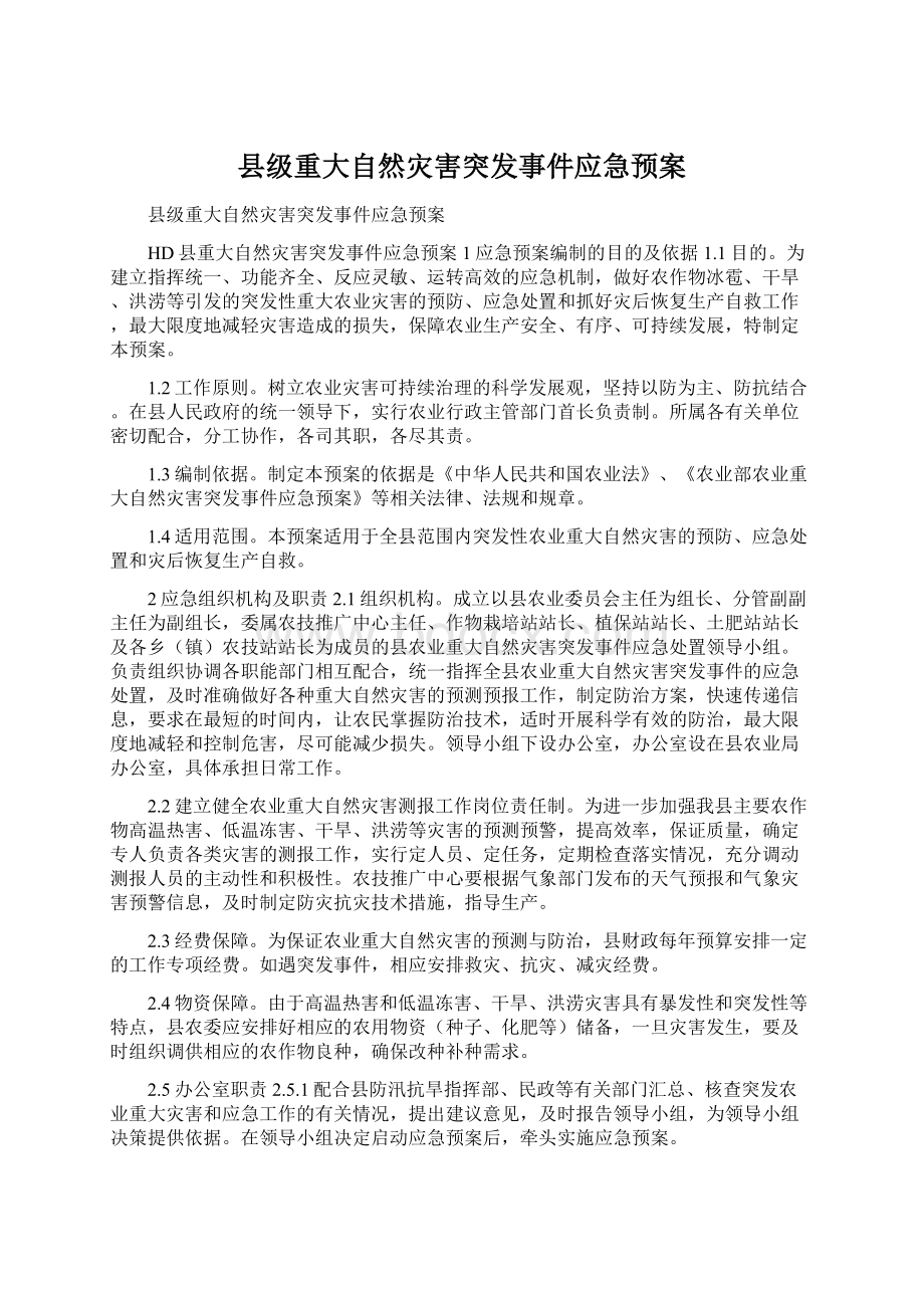 县级重大自然灾害突发事件应急预案.docx