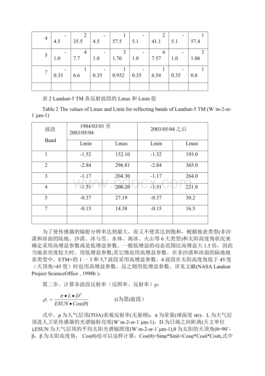 表观反射率反射率反照率的计算Word格式文档下载.docx_第2页