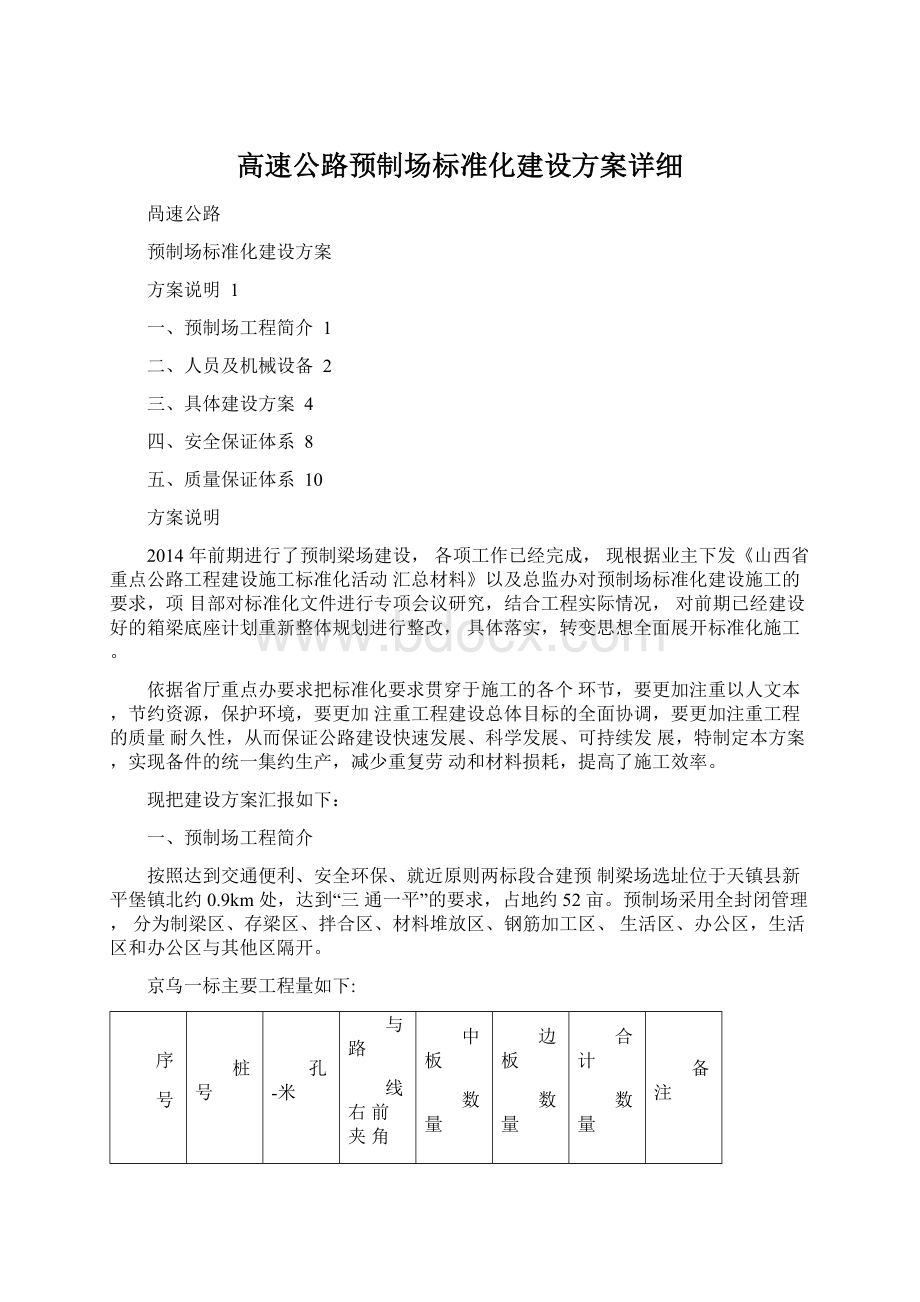 高速公路预制场标准化建设方案详细文档格式.docx