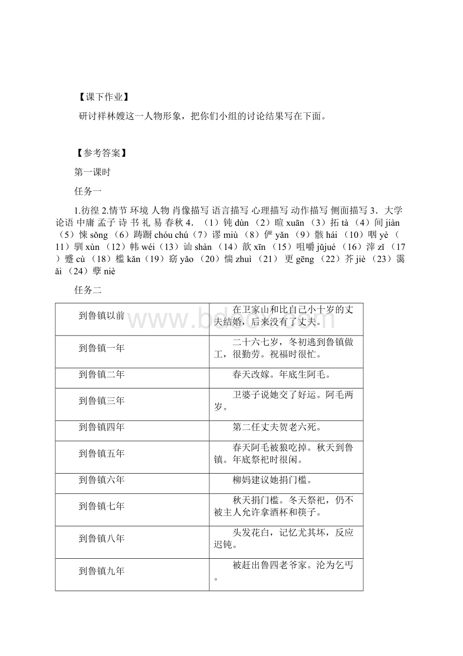 高中语文2祝福第1课时导学案必修3.docx_第3页