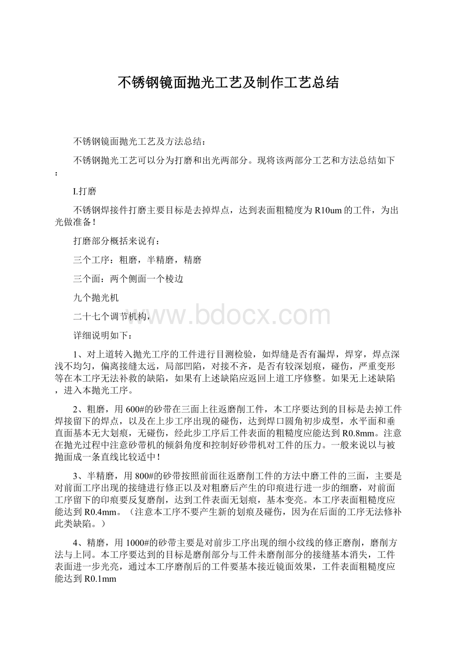 不锈钢镜面抛光工艺及制作工艺总结Word文档格式.docx_第1页