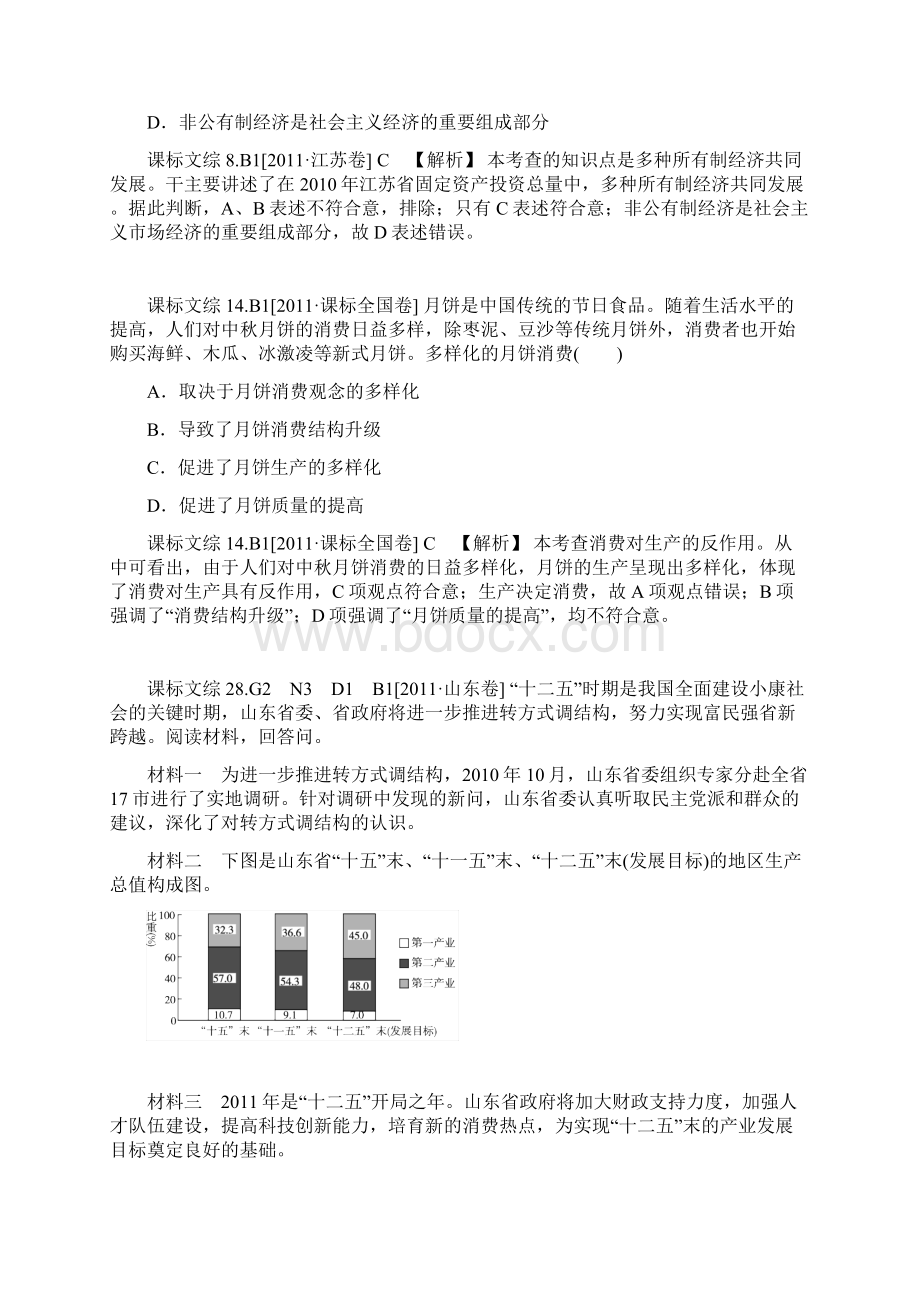 高三政治新题分类汇编生产劳动与经营Word格式文档下载.docx_第3页