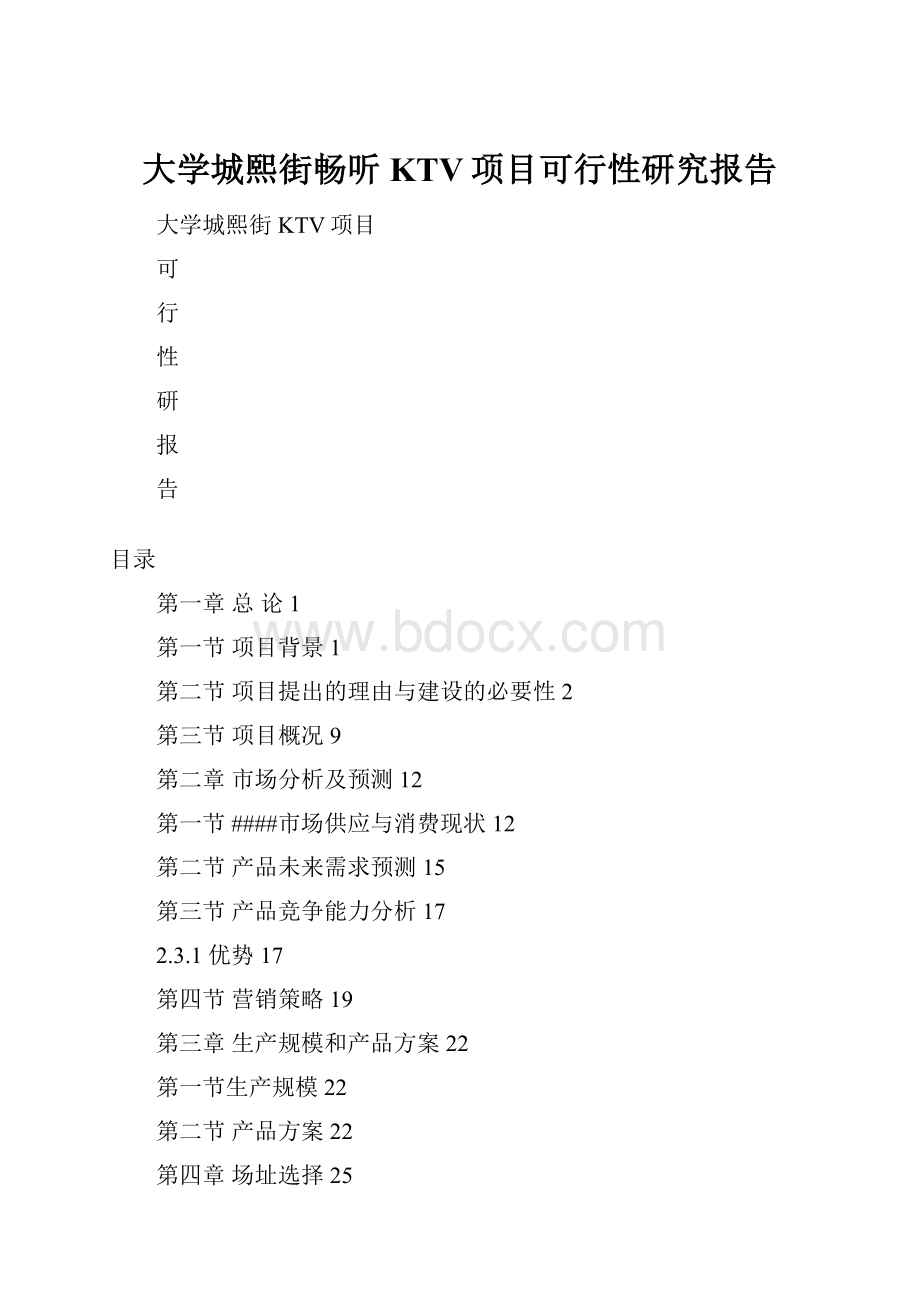 大学城熙街畅听KTV项目可行性研究报告.docx