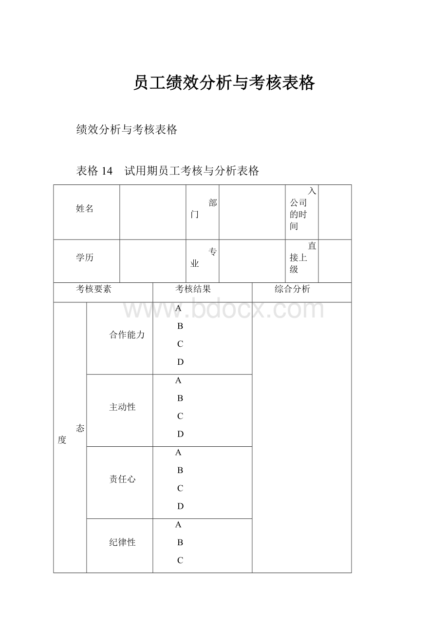 员工绩效分析与考核表格.docx