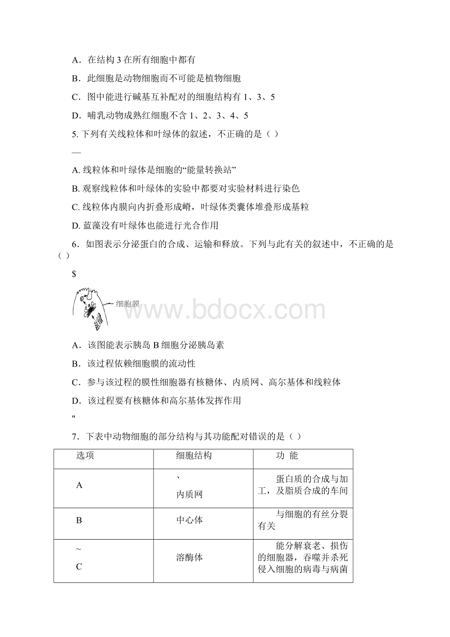 细胞的基本结构测试题Word格式文档下载.docx_第2页