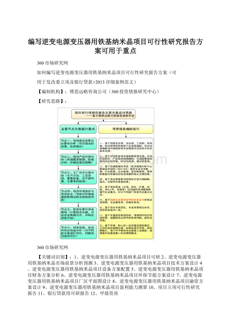 编写逆变电源变压器用铁基纳米晶项目可行性研究报告方案可用于重点.docx_第1页