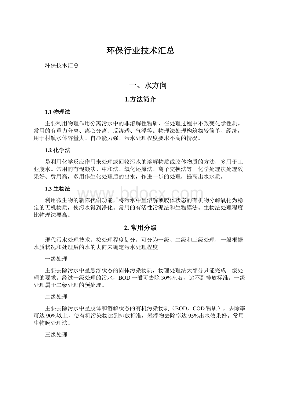 环保行业技术汇总.docx