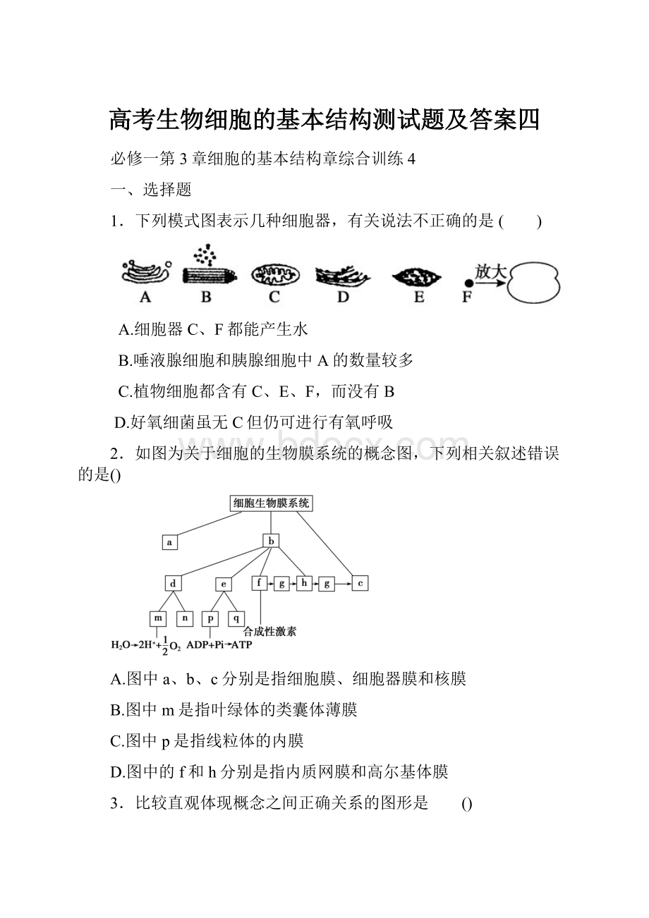 高考生物细胞的基本结构测试题及答案四.docx