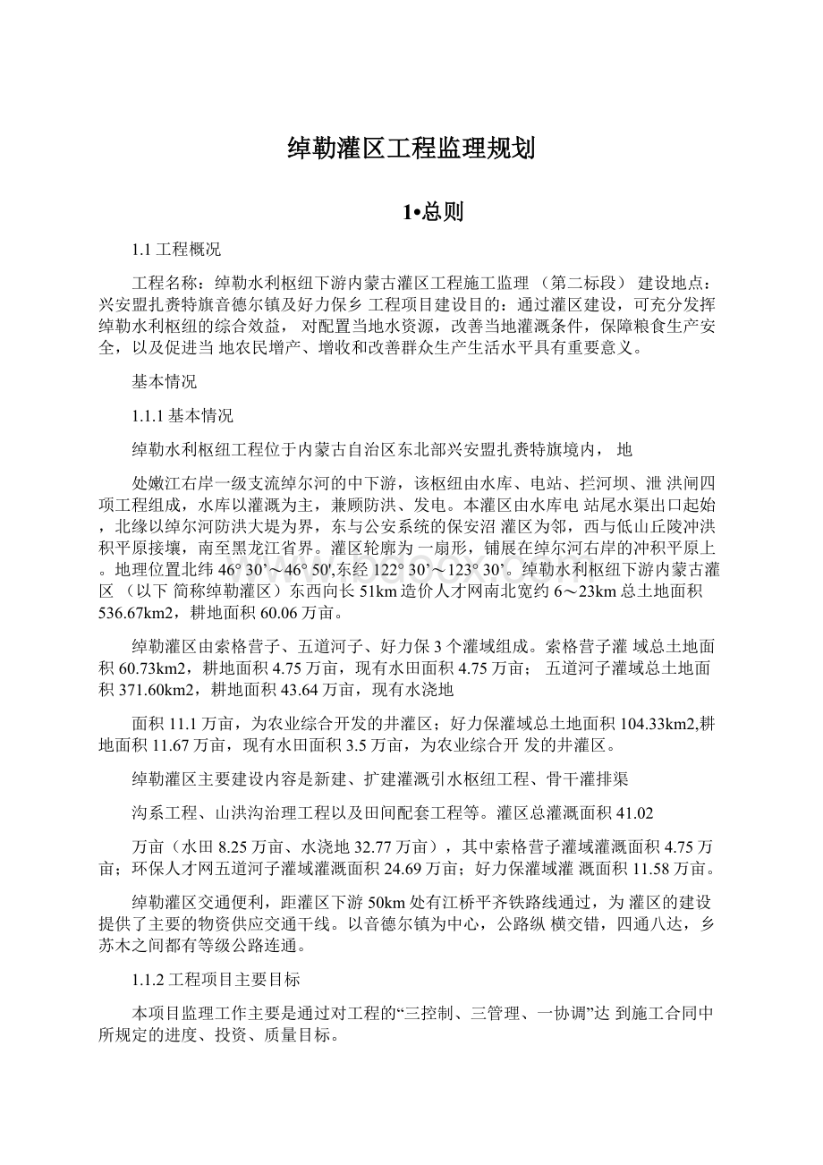 绰勒灌区工程监理规划.docx