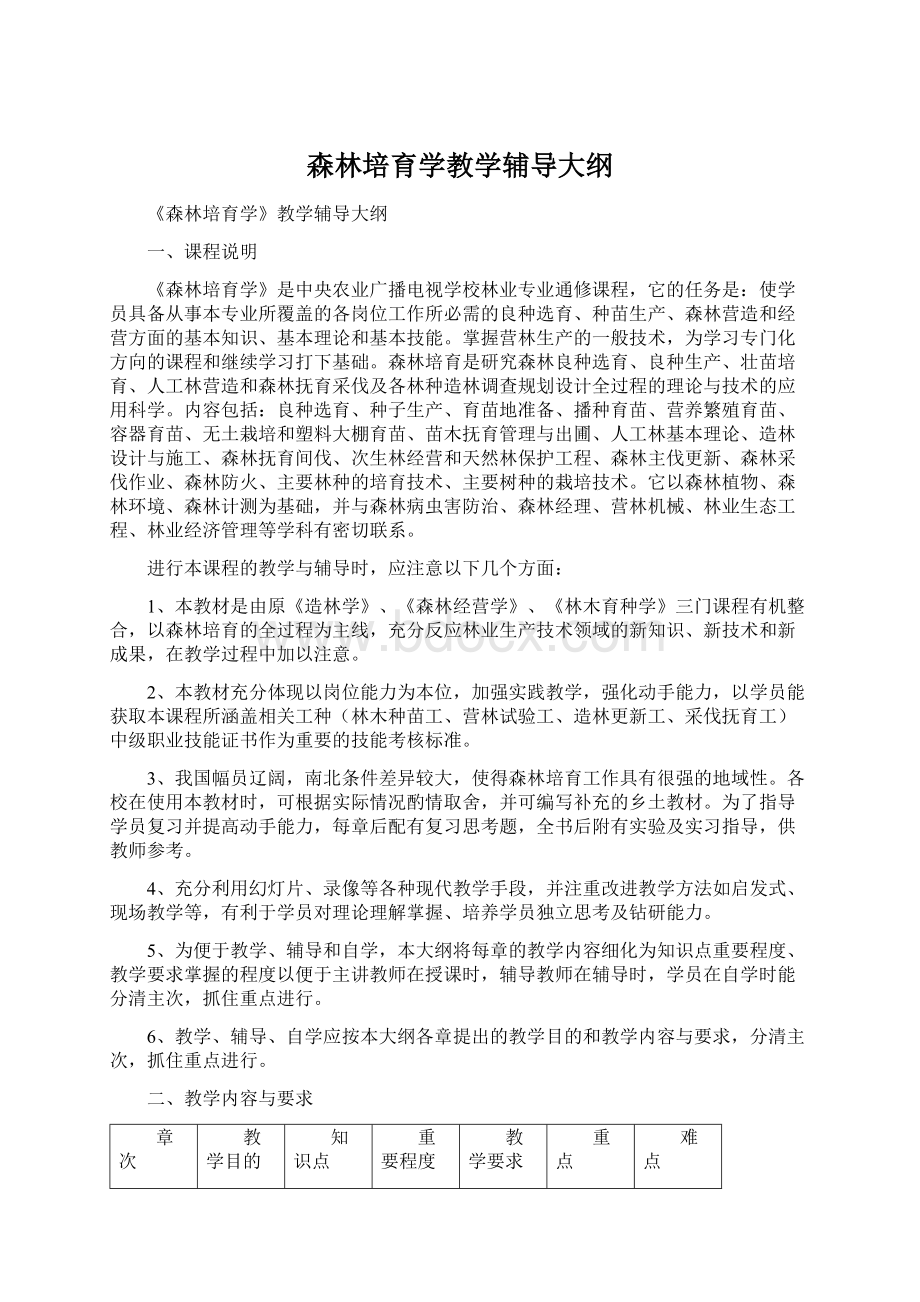 森林培育学教学辅导大纲.docx