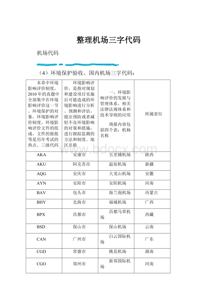 整理机场三字代码.docx_第1页