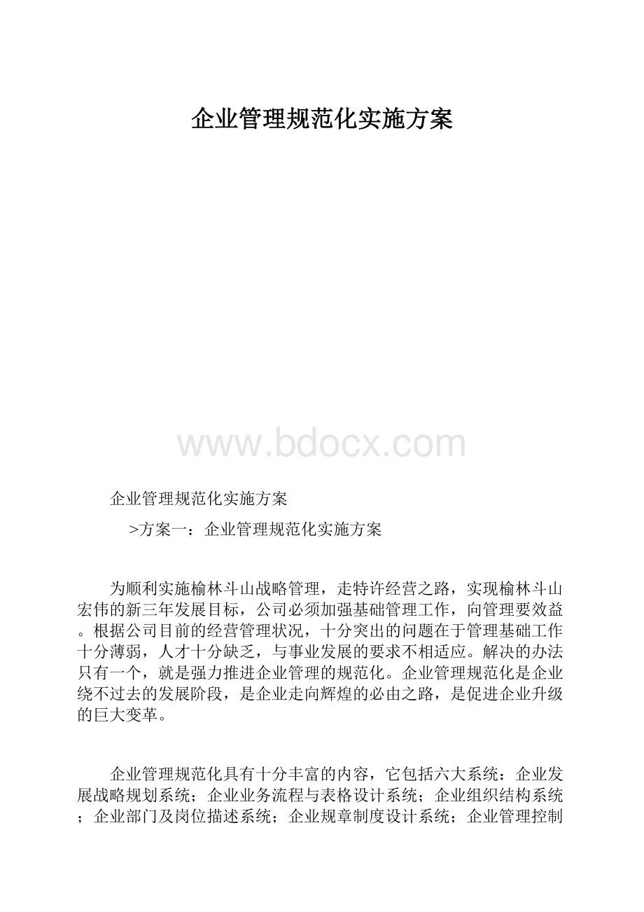 企业管理规范化实施方案Word文档下载推荐.docx