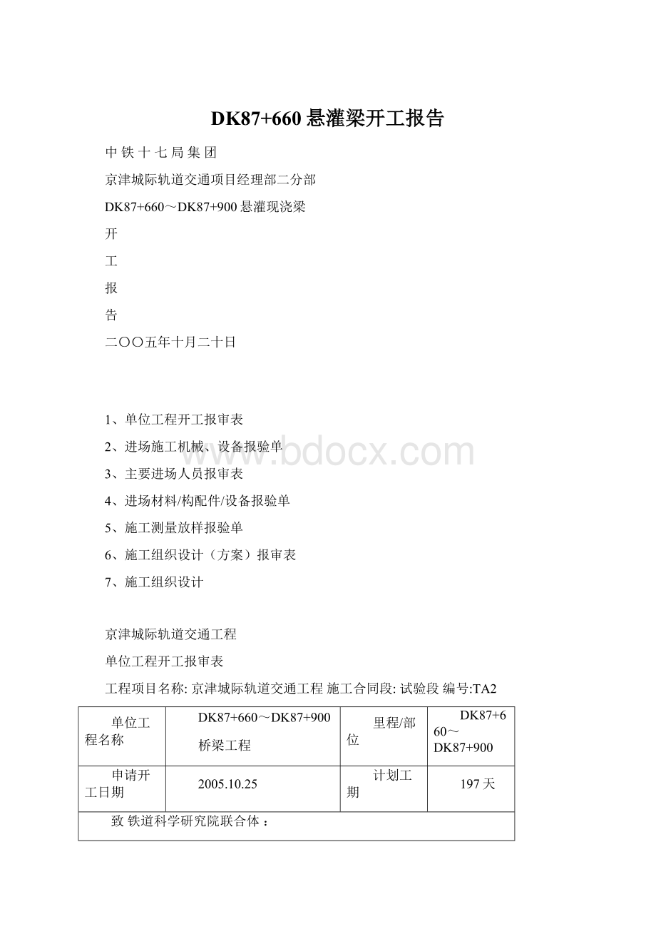 DK87+660悬灌梁开工报告.docx