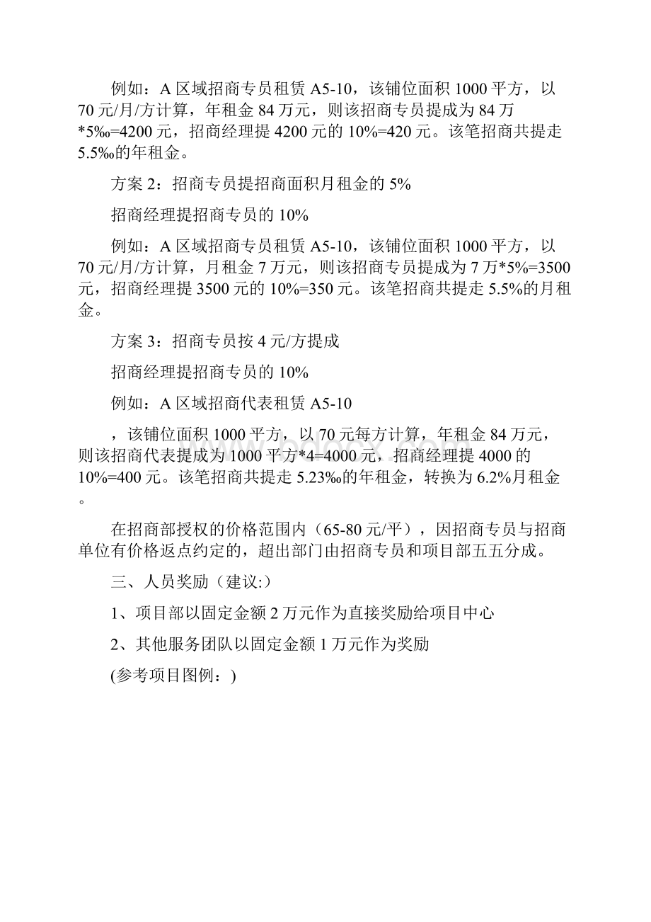 最新某商业招商部提成及奖励方案.docx_第3页