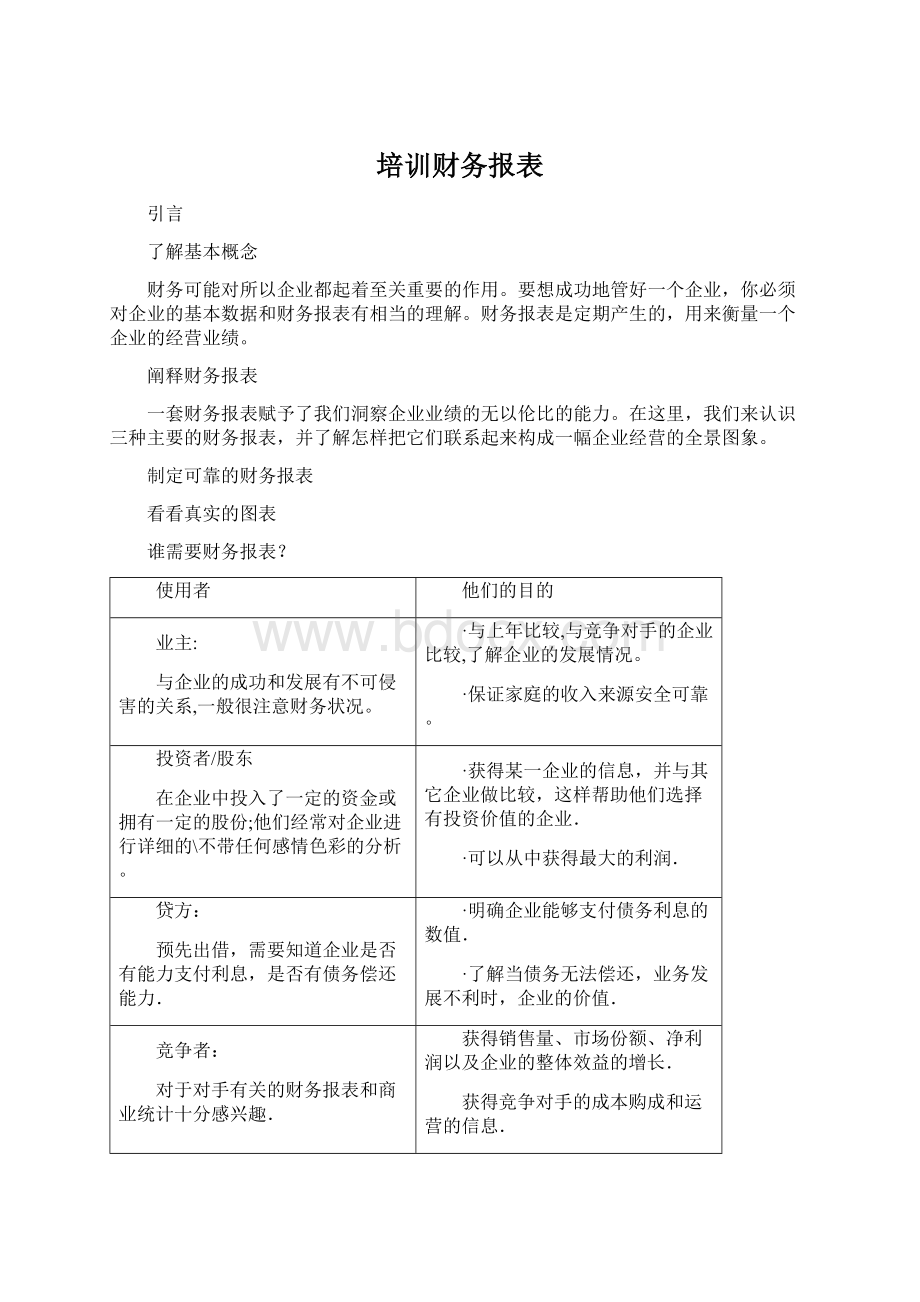 培训财务报表.docx