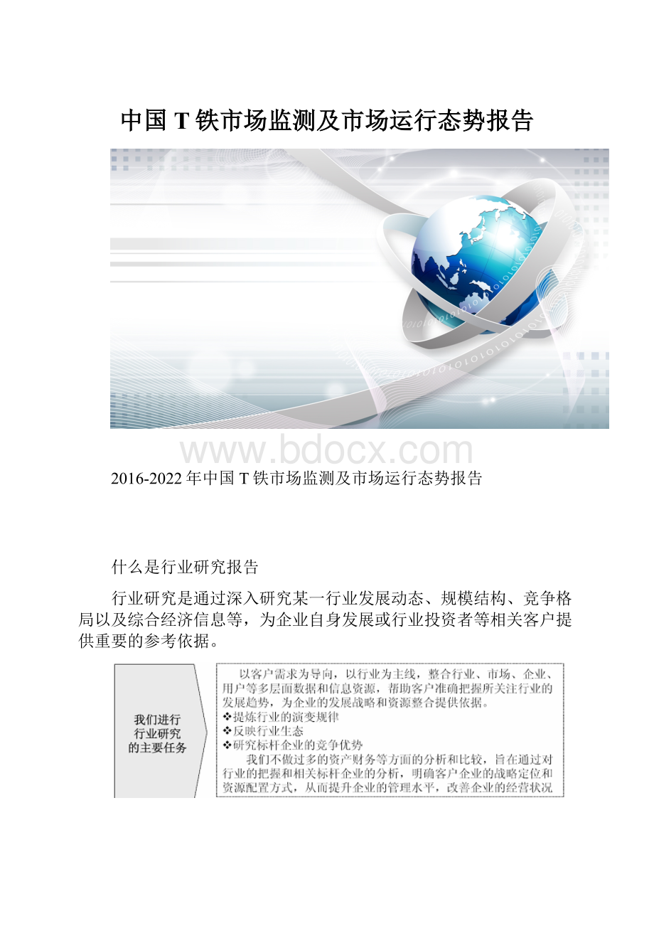 中国T铁市场监测及市场运行态势报告Word文档下载推荐.docx
