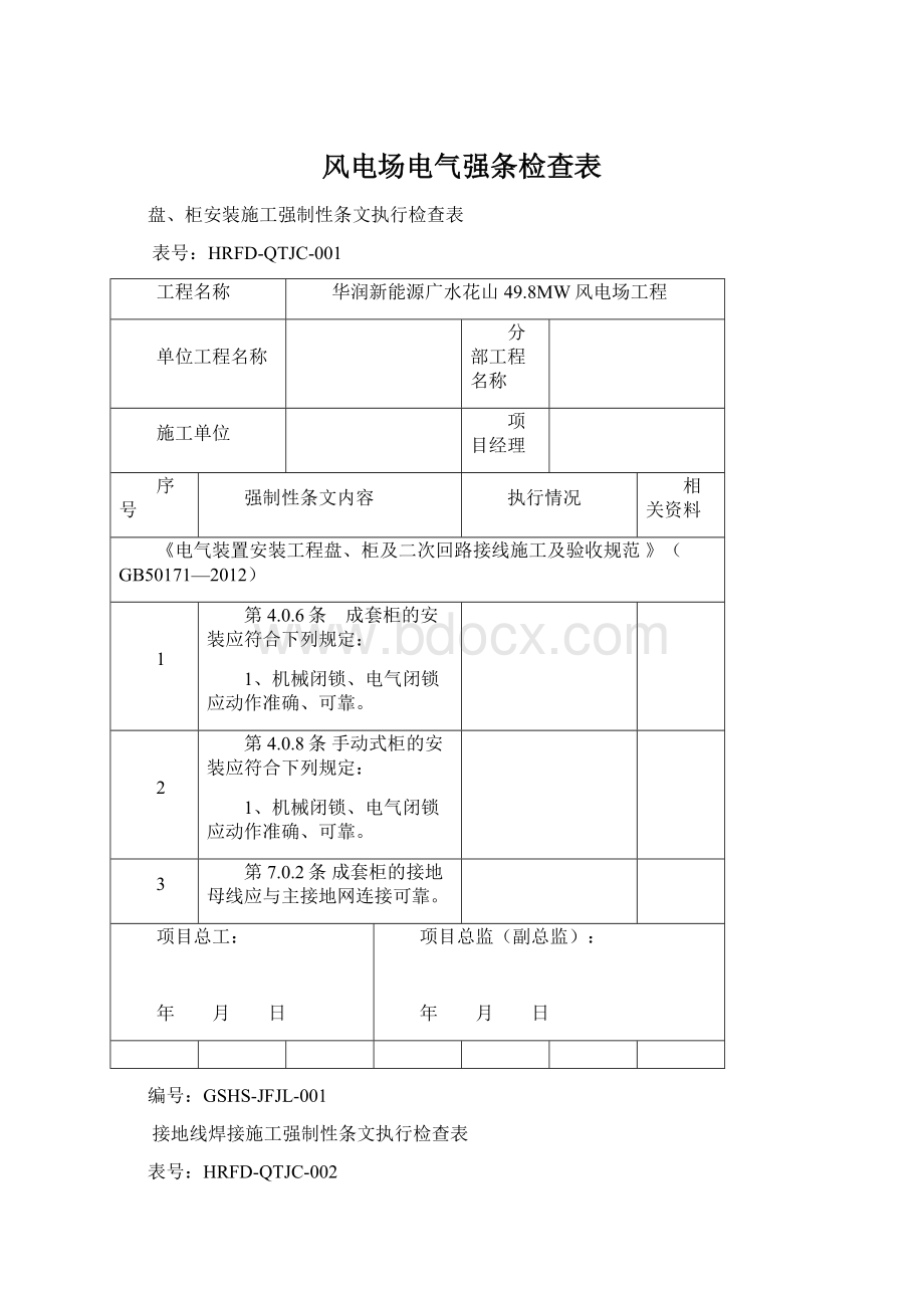 风电场电气强条检查表.docx_第1页