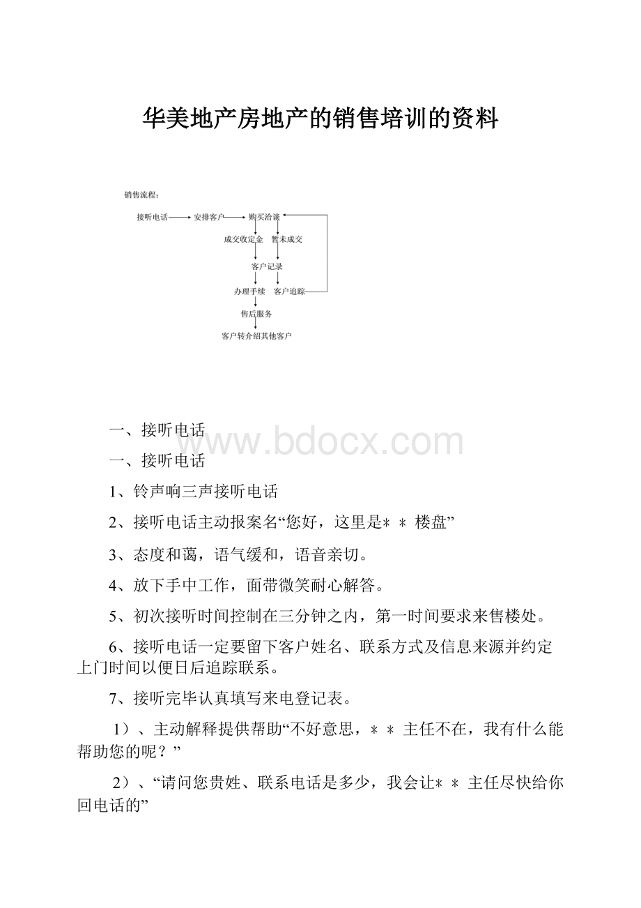 华美地产房地产的销售培训的资料.docx_第1页